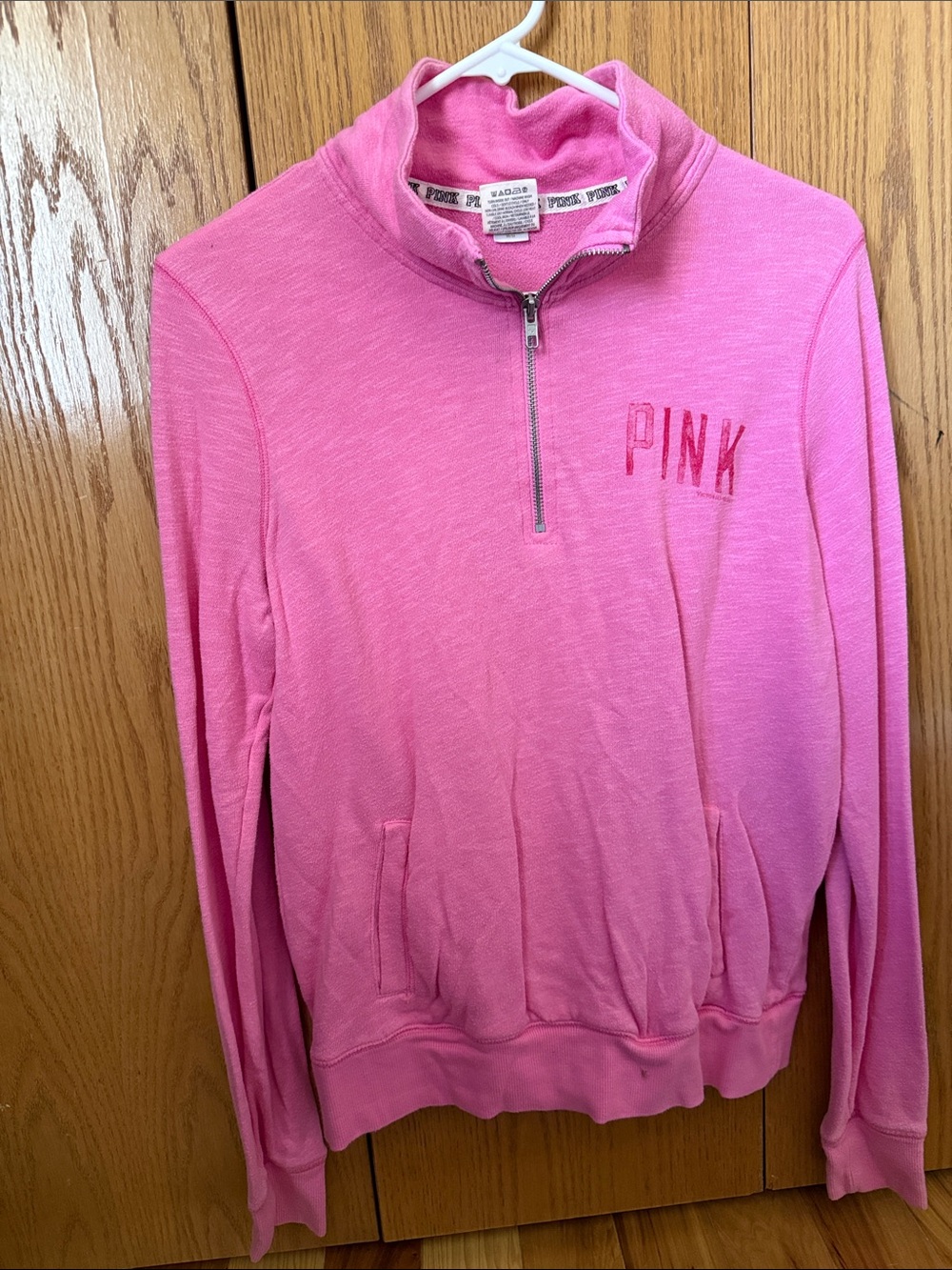 PINK Victoria's Secret Quarter-Zip Fleece Pullover - Bright Pink
